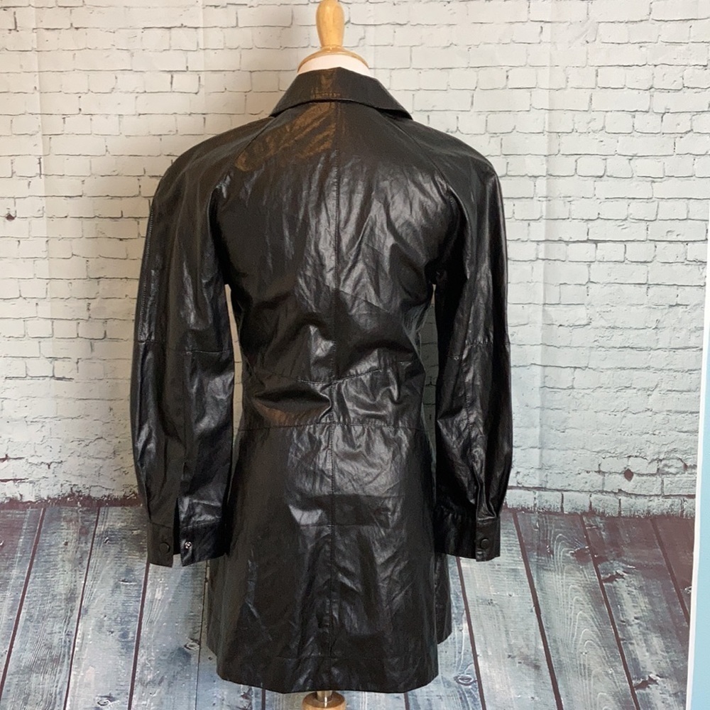 Zara Faux Vegan Leather Long Sleeve Mini Dress Party Bloggers Favorite Goth - Picture 9 of 16
